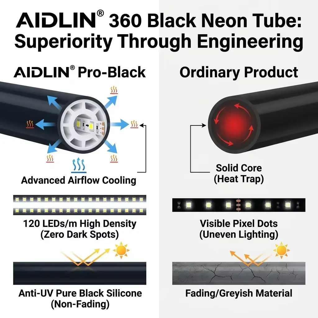 5M Black Neon Flex LED Strip DMX512 Programmable RGB 360 Degree Silicone Light for Bar Nightclub