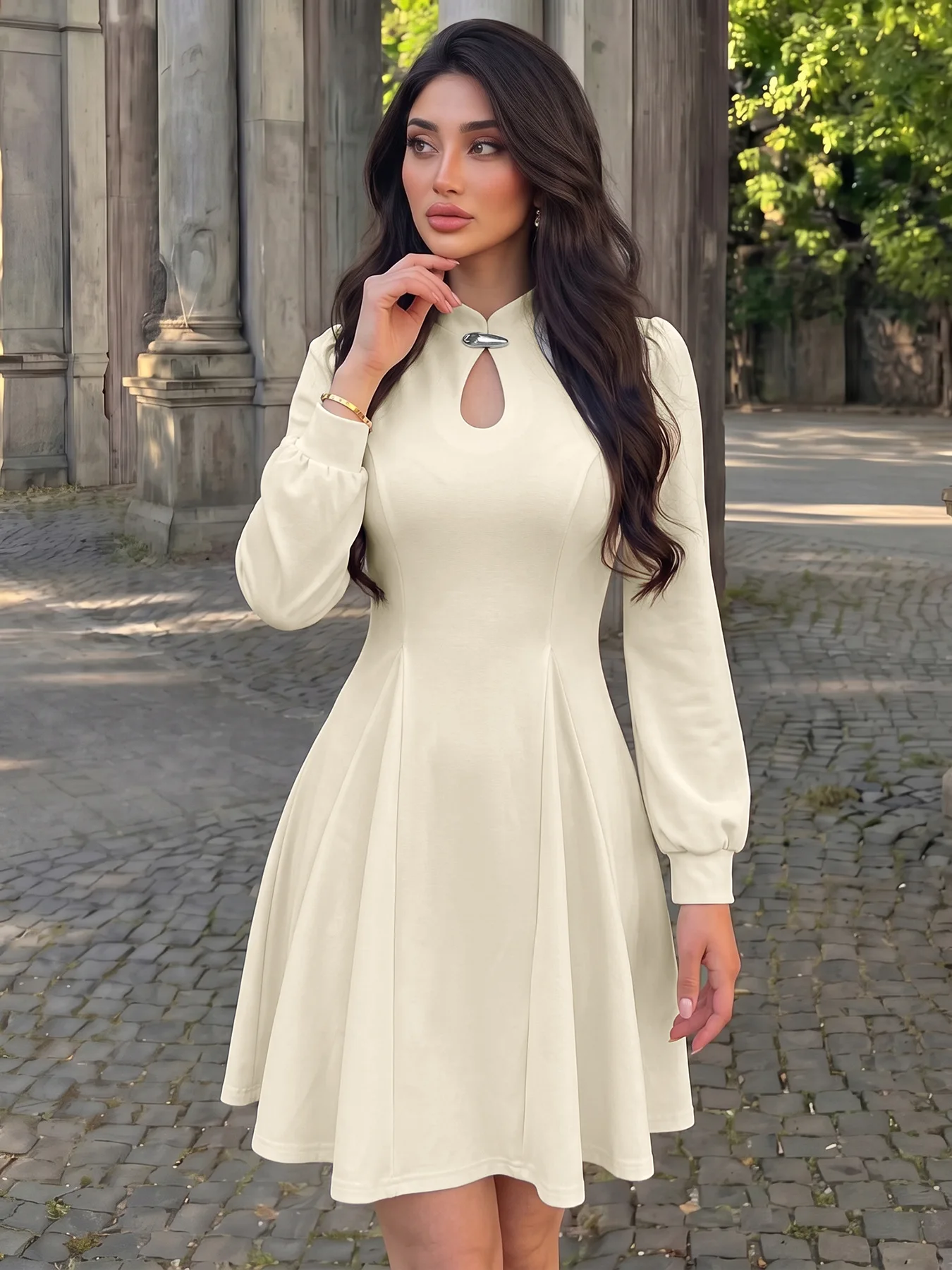 Y2K Chic Summer Sexy Dress Hollow Slim Irregular Vestidos Short Dress Women Long Sleeve Solid Color High Waist Party Mini Dress