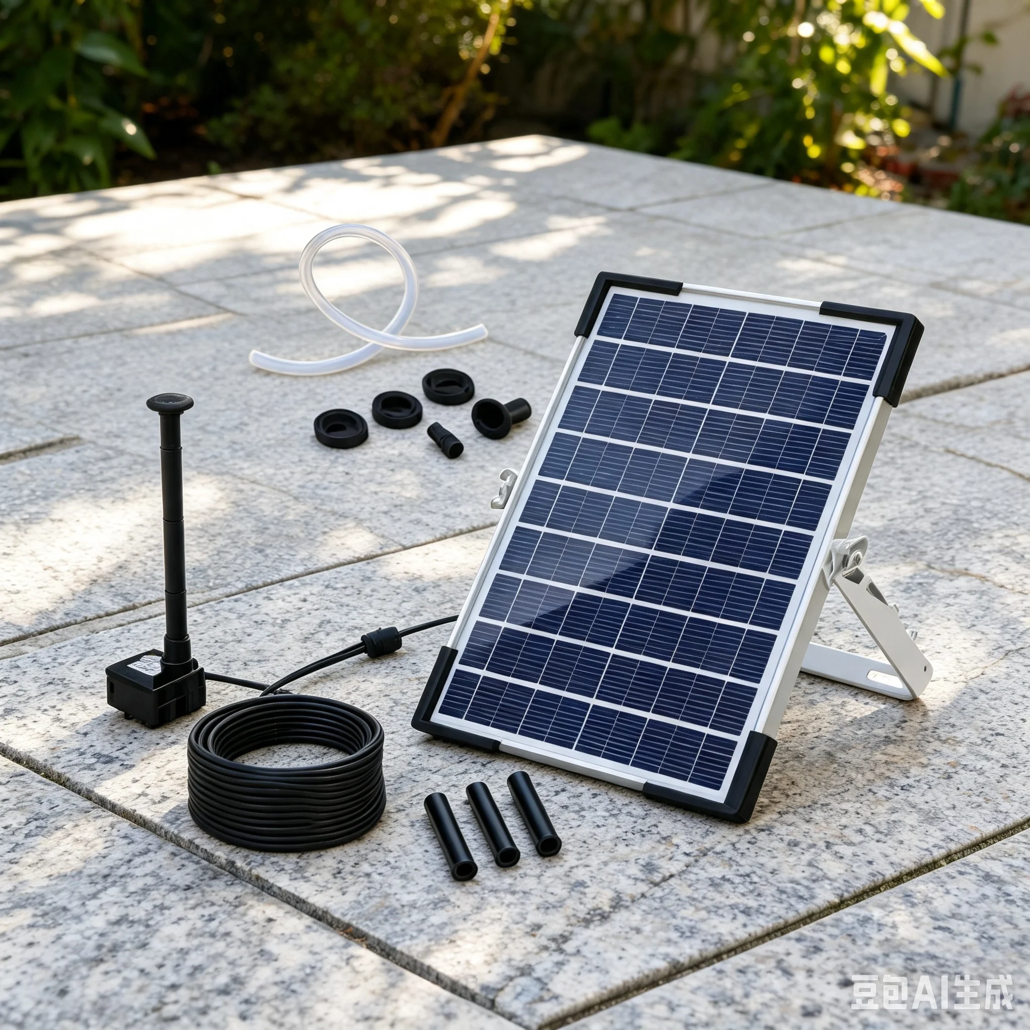 Solar Fountain Pump 9V 5W Brushless Motor For Garden Pond Bird Bath Water Feature Circulation System With Interchangeable-Nozzle