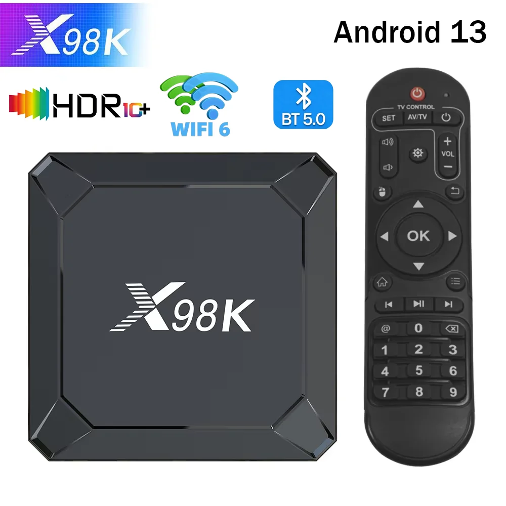 X98K RK3528 Caja de TV Android13 2/4GB RAM 16-128GB ROM Dual Band WiFi6 BT5.0 HDMI2.0 4K AVS2 Caja de medios inteligentes