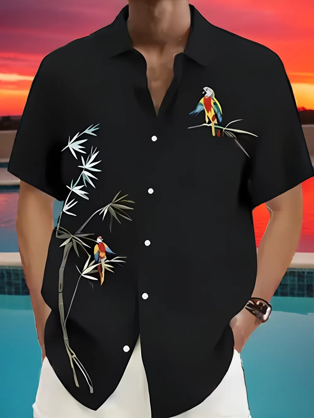 

Tropical Floral Parrot 3D Print Shirt Men Fashion Daily Shirts 2026 New Short Sleeve Hawaiian Shirts Blouse Y2k Men's Clothing