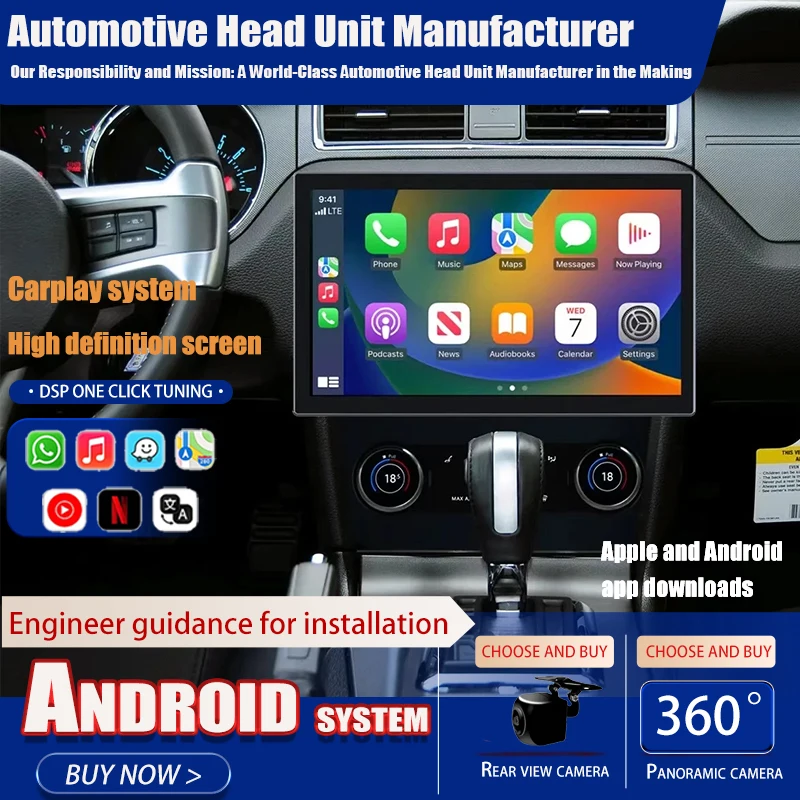 13.3 Inch Car Radio For Ford Mustang GT 2009-2015 CarPlay GPS Navigation Multimedia Player Android 13 HD Screen Head Unit Stereo