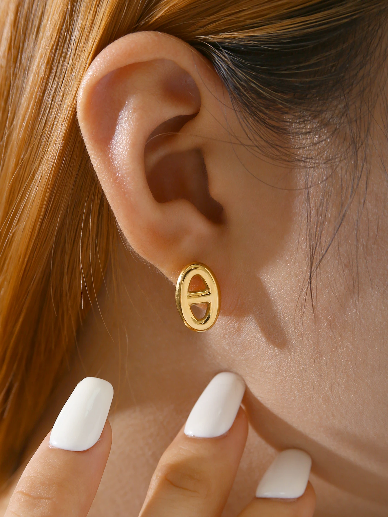 Korean Wave Minimalist Chic Stainless Steel Chinese Character Stud Earrings