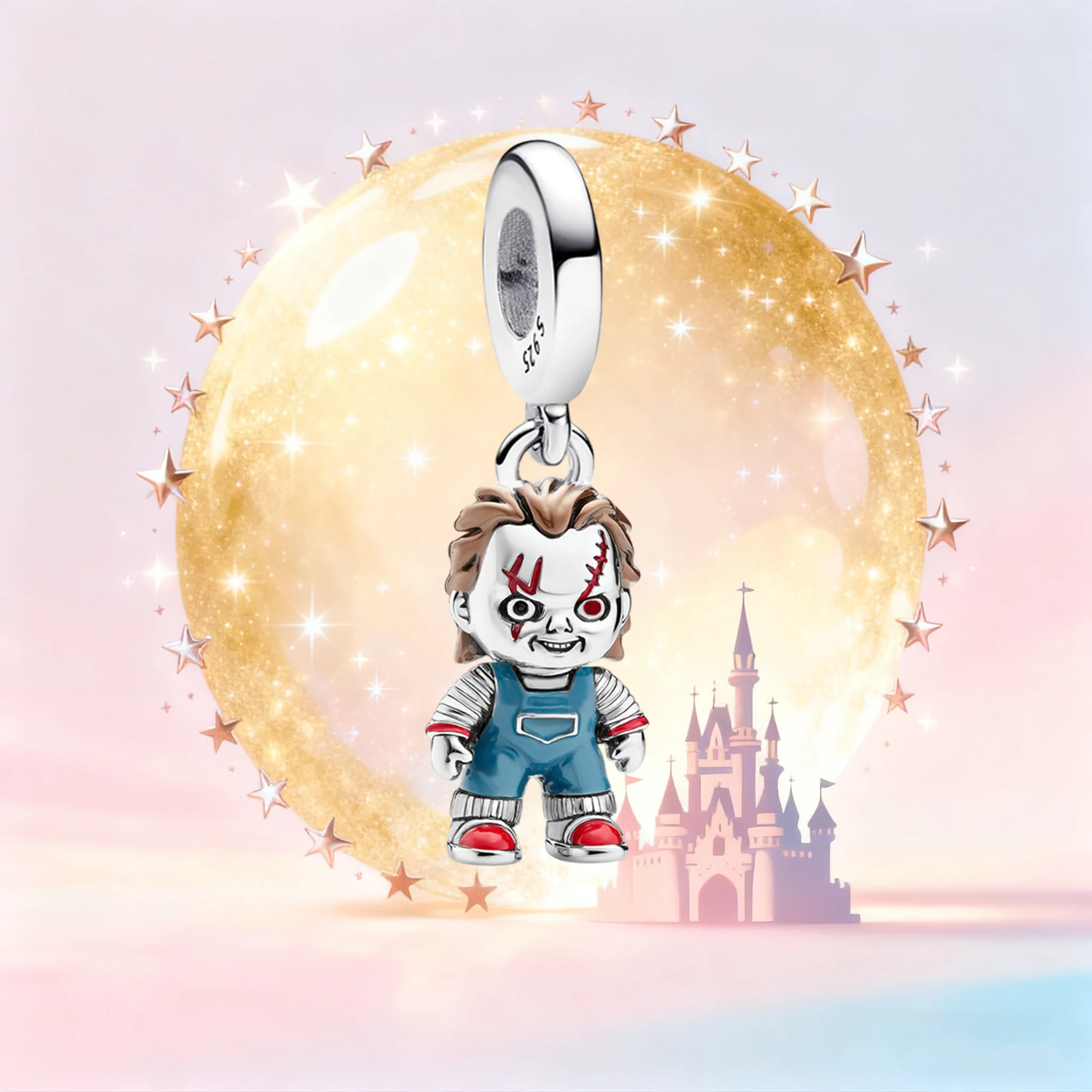 

Персонажи фильма ужасов, подвеска из бисера, стерлинговое серебро S925, подходит для браслета-цепочки из змеиной кости, модные ювелирные изделия, подарок для женщин