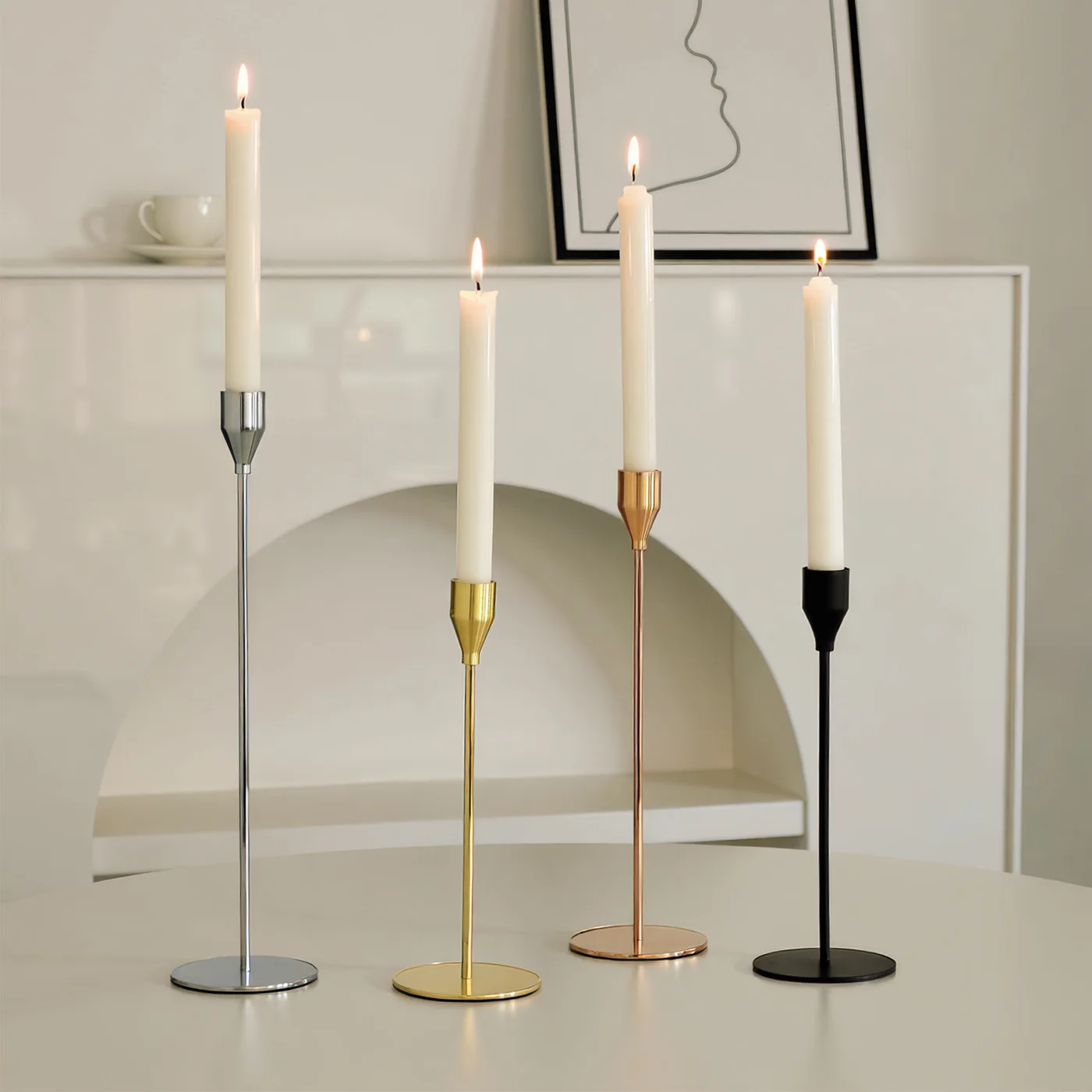 3-Pack European Metal Candlesticks, Sleek & Trendy Wedding Table Ornaments, Versatile for Parties, Home Living & Christmas Gifts