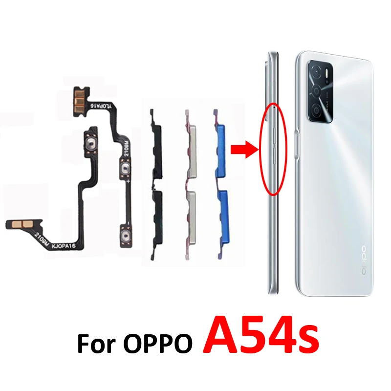 For Oppo A54s CPH2273 Phone New Volume Up Down External Button Key Internal Flex Cable Repair Parts Black Blue Silver