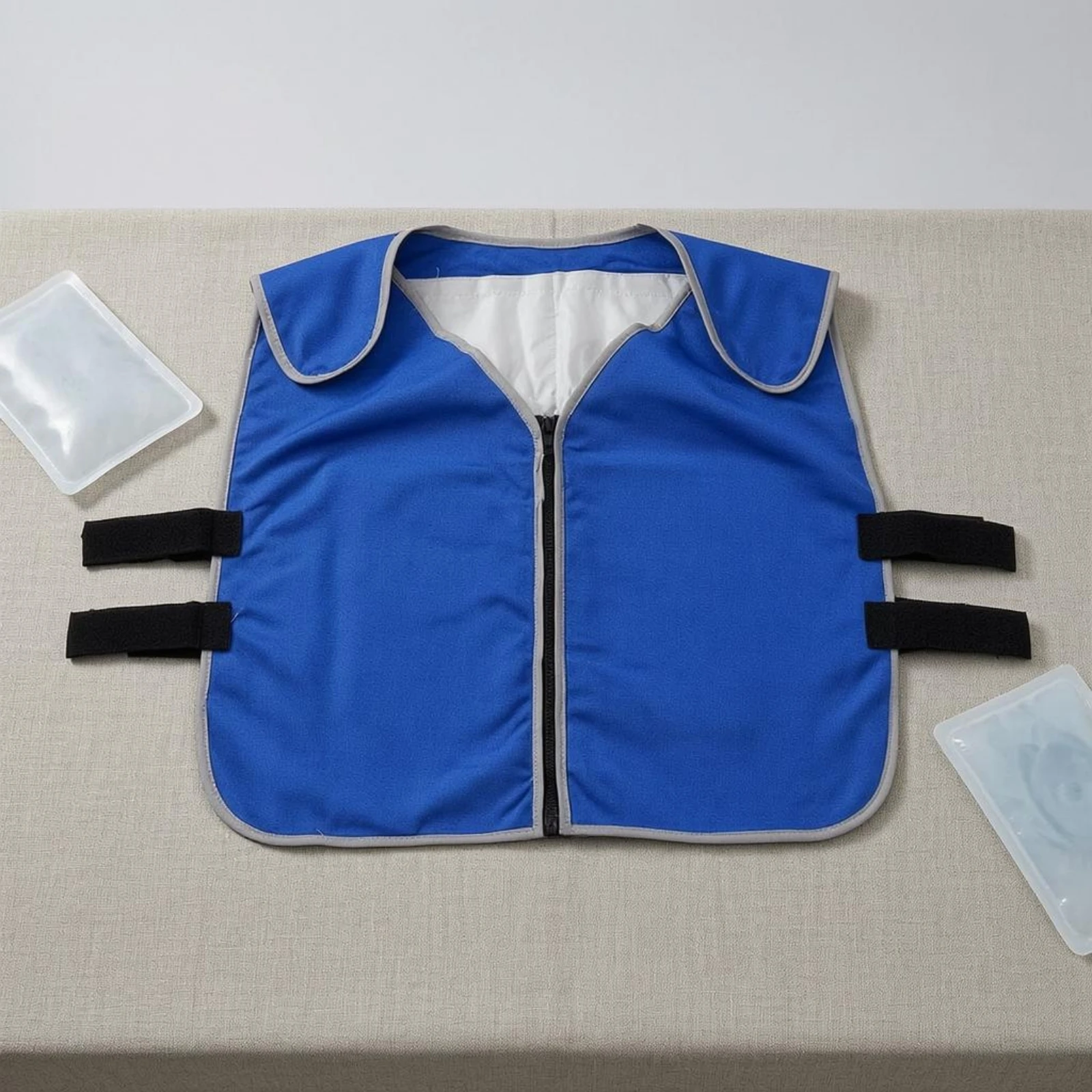 Cooling Vest Breathable Zipper Cooling Vest Clothing Heat Relief Hook-and-Loop Straps