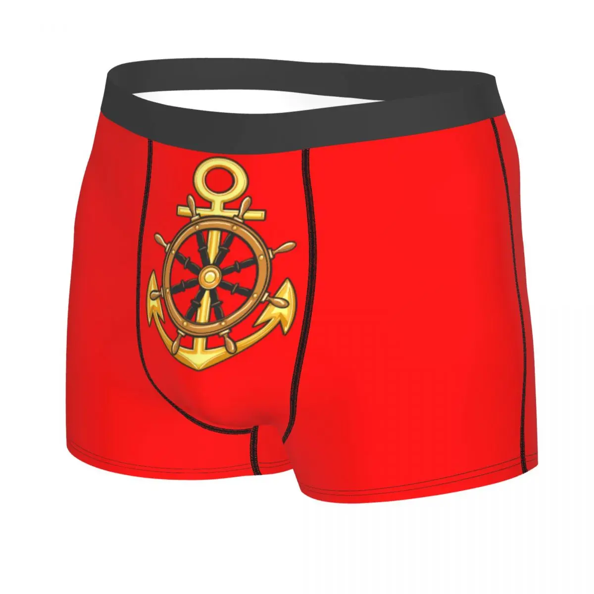 Custom Nautical Sailor Anchor Boxer Shorts For Men 3D Printed Underwear Panties Briefs Stretch Underpants