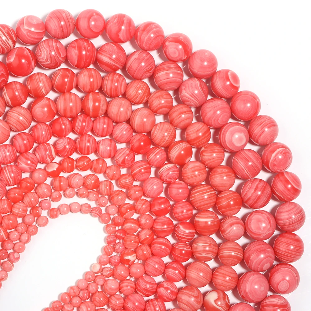 Natürliche rosa rote Achatperlen 4/6/8/10/12 mm runde polierte lose Steinperle für Schmuckherstellung DIY Halskette Armband Zubehör
