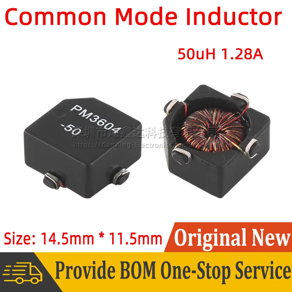 5pcs PM3604-50 SMT Common Mode Choke Coupled Inductor Inductance 50uH 1.28A Filter Ratio 1:1 Transformer Ring PM3604-50-RC Oven