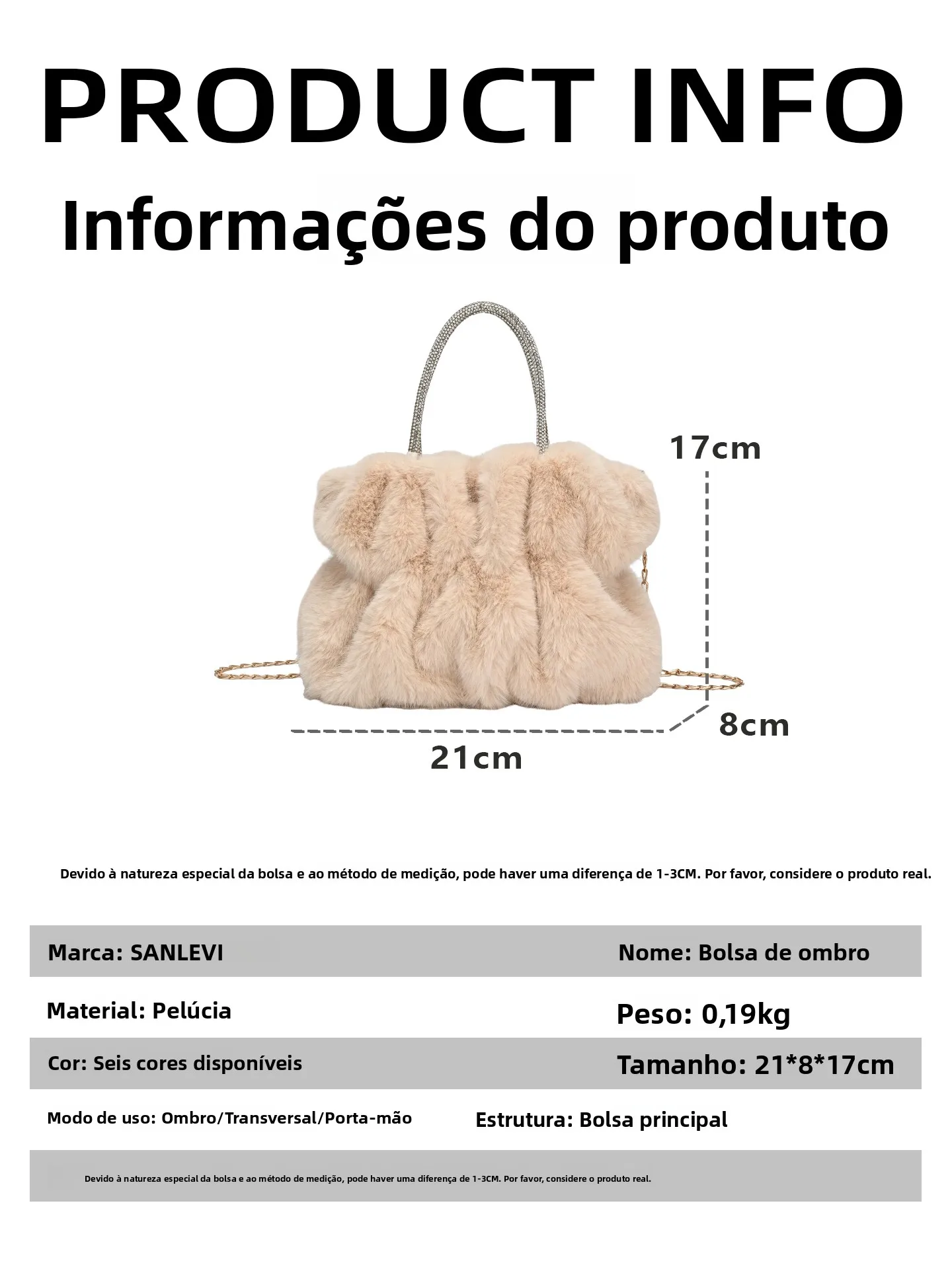 Bolsa de Ombro Fena Estilo Nuvem de Pelúcia, Material de Nylon io, F de Zíper, Adequada para o Dia a Dia