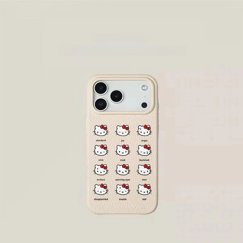 Funda de Teléfono con Diseño de Dibujos Animados Emocionales para iPhone 17 Pro Max 16 15 14 13 12 11, Estilo Coreano, Anime, Cuero, Antigolpes