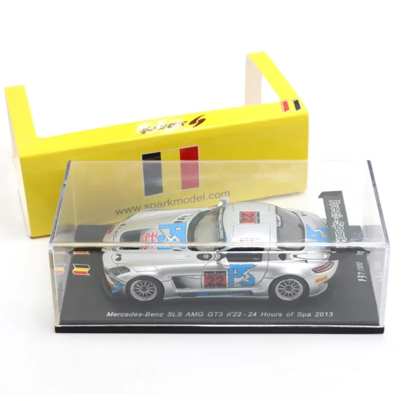 1/43 SLS GT3 2013 SPA 24시간 다이캐스팅 시뮬레이션 수지 자동차 모델 재고 있음, 소년 장난감, 성인 수집용 장식품.