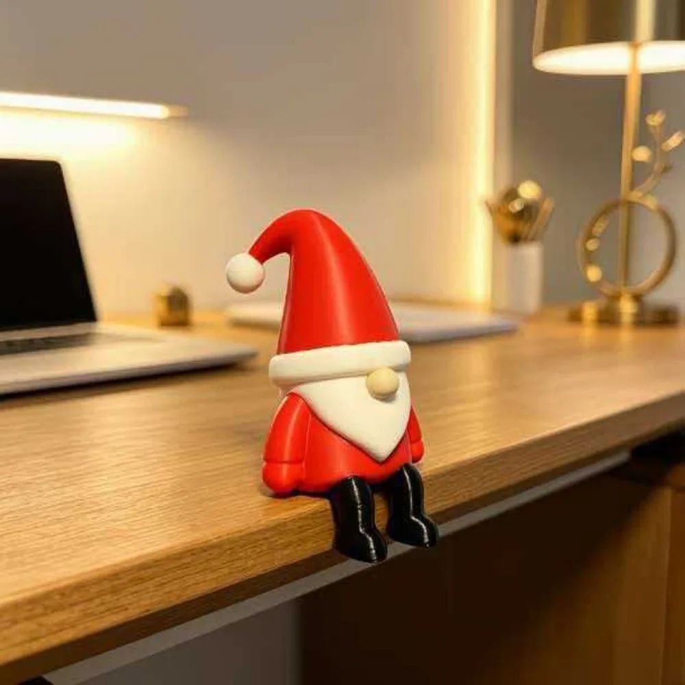 Sitting Posture Santa Claus Sitting Statue Cartoon 3D Printed Dwarf Santa Claus Figurine Fade Resistant Plastic