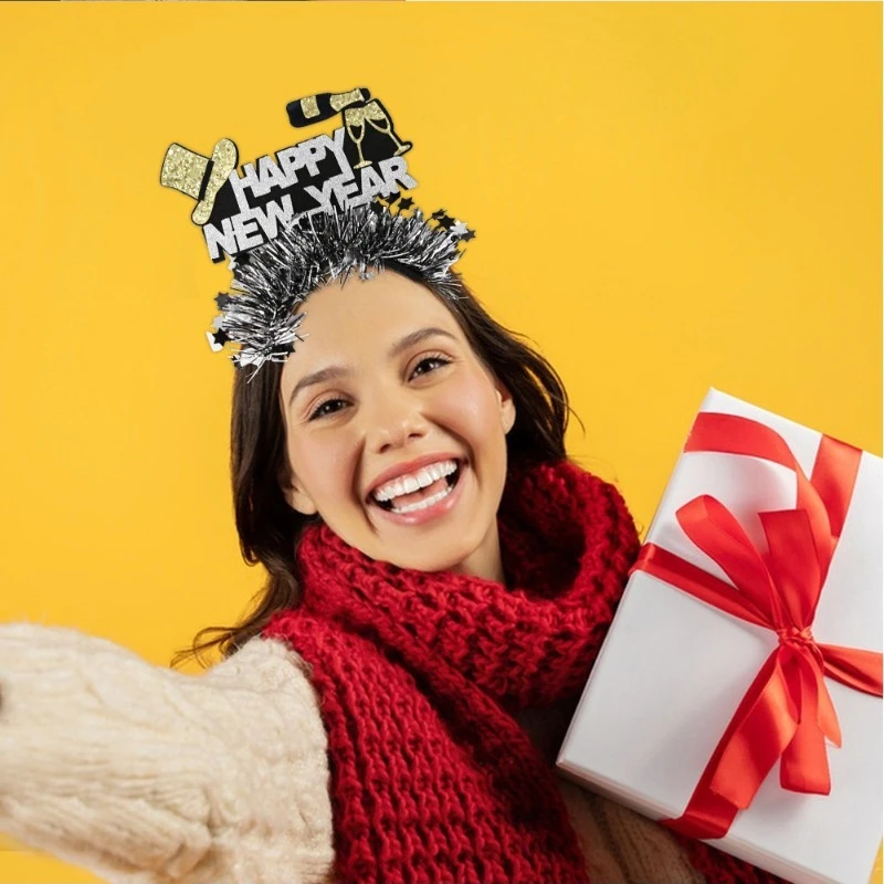 

2026 New Year Party Headband for Women Men Glitter Headband Cosplay Prop Star Color Strip Headband Hair Hoop Party Decoration