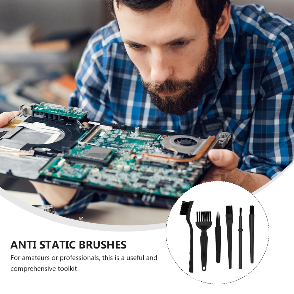 

1 Set Anti-Static Brush Kit Circuit Board Brush For Laptop Keyboard Dust Removal Tool Portable Handle Computer Supplies Fan