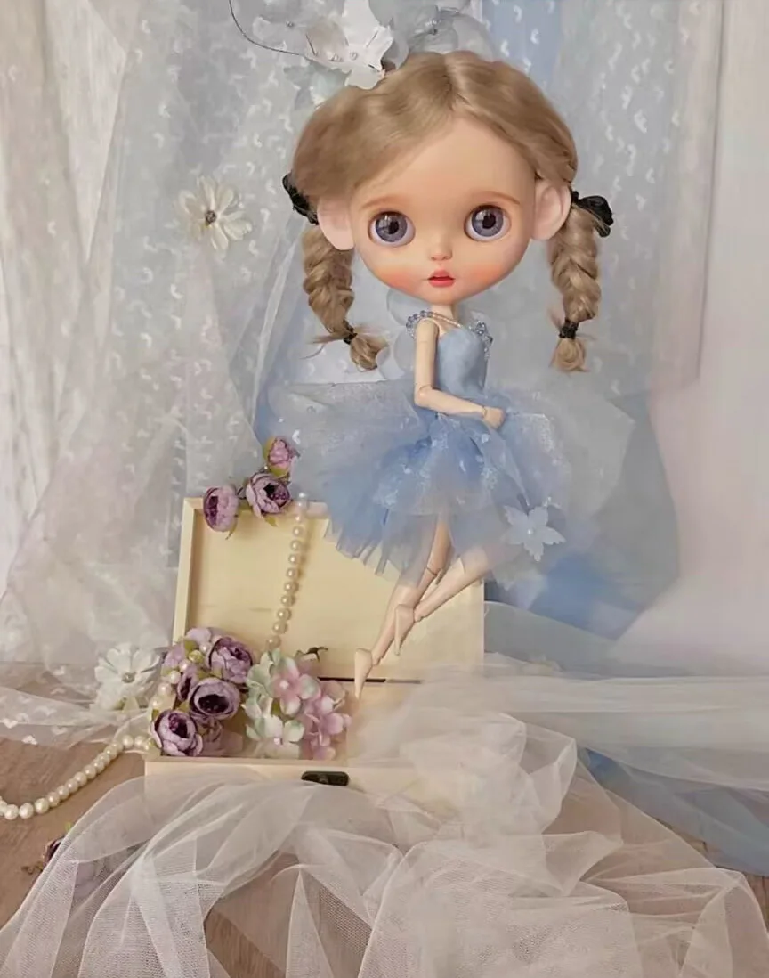 2025 lady 3pcs Blythe/landoudou Main skirt, underskirt, hair accessories light blue (Fit for Lulu,ymy24,Ob22,24,26,zone, Jenny)