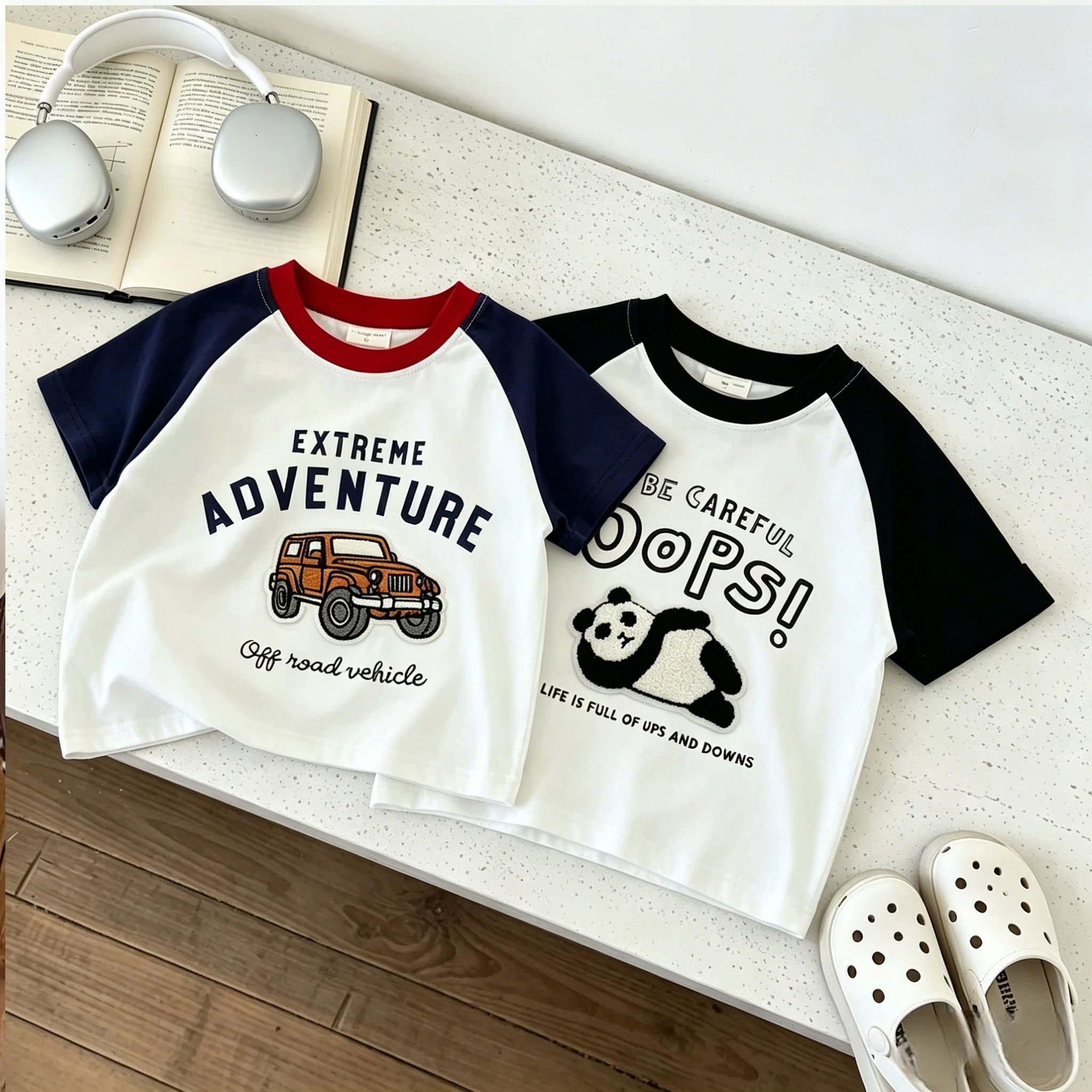 Baby Clothing Knitting Patterns - 幼児ハンバーガー柄 Tシャツキッズ半袖 Tシャツカジュアル日常服赤ちゃん男の子女の子ファッションウェアかわいい漫画服