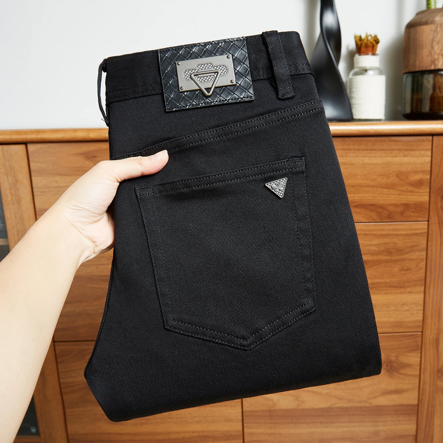 

Мужские джинсы премиум-класса из Гонконга, комплект из девяти предметов, осенне-зимние, прямой крой, средняя посадка, на молнии