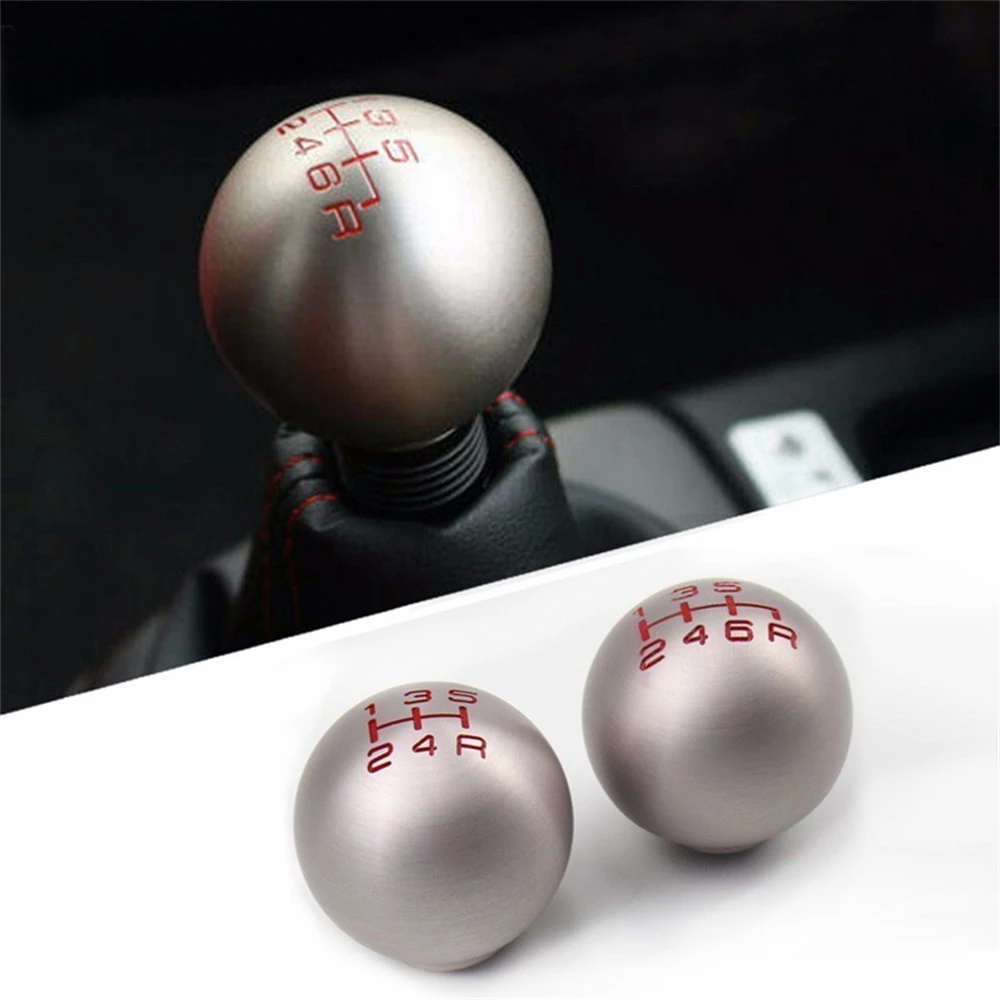 5 6 Speed Car Aluminum M10X1.5 Gear Shift Knob Manual Transmission Shifter Lever Round Ball Shape AT MT Fit For Honda Civic FD2