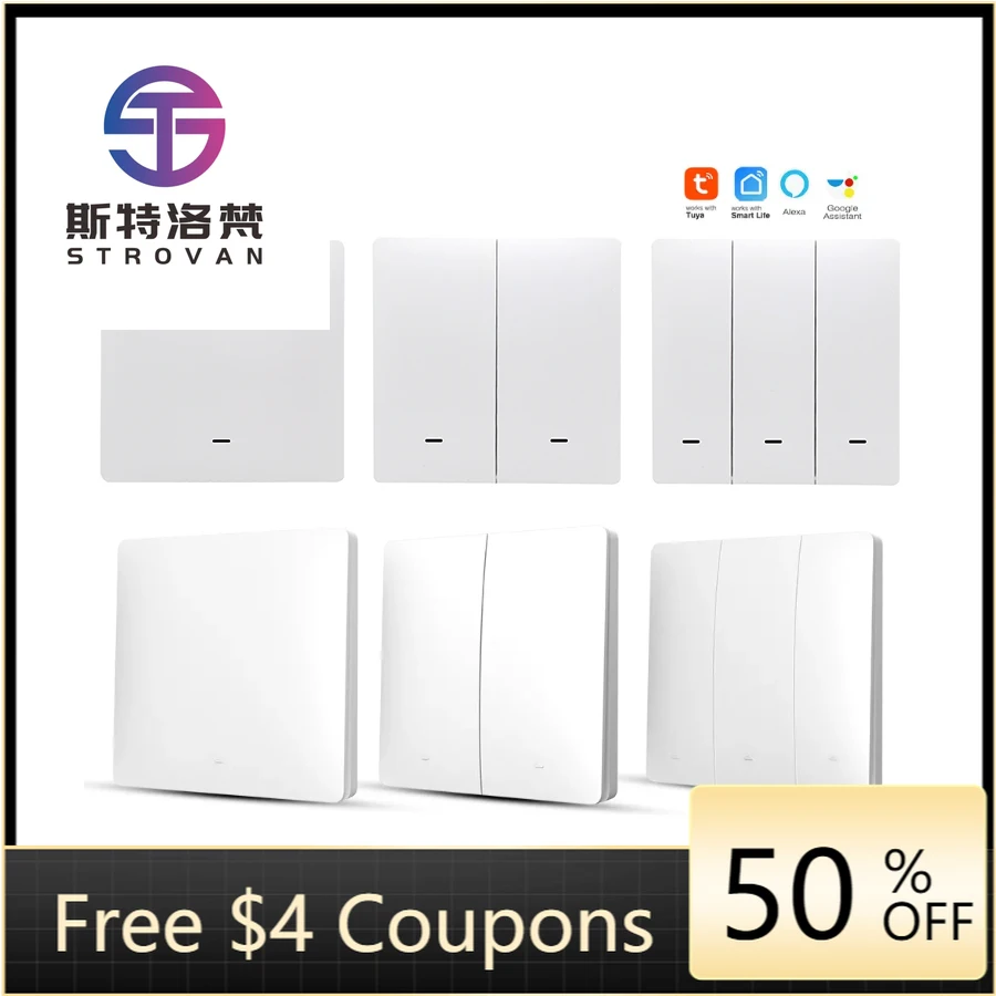 

STLF Tuya Smart Light Switch Wholesaler Sale Cheap 86 Type Plastic Electric Push Button Wall Switch and Socket for Room