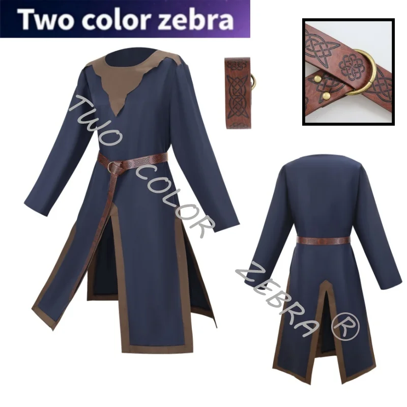 

Medieval Templar Tunic Mens Cosplay Costumes Renaissance Belt Coat and Cloak Full Set Larp Viking Stage Perfromance Unifrom