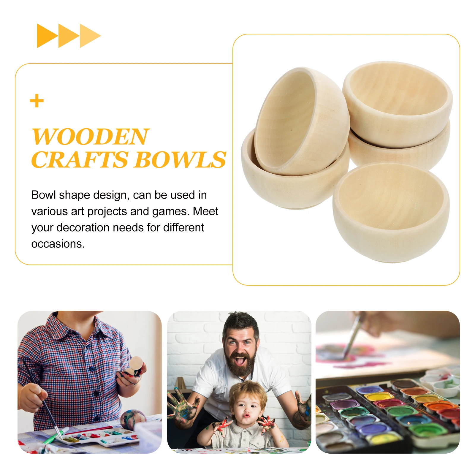 

10 Pcs Wooden DIY Bowls Unfinished Unpainted Crafts for Painting Decoration Mini Bowls Small Handmade Sewing Accessories