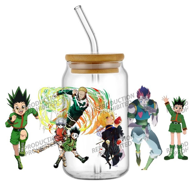 Beliebte Anime HUNTER×HUNTER 16oz UV DTF Neues Design Manga 3D Aufkleber Cartoon Aufkleber Tasse Becher UVDTF Handwerk DIY Geburtstagsgeschenk