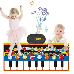 135x59cm Musical Piano Mat Toddle Mat Dance Mat Keyboard with 8 Instrument Sounds 17 Scales Study Educational Toys for Kid Gifts