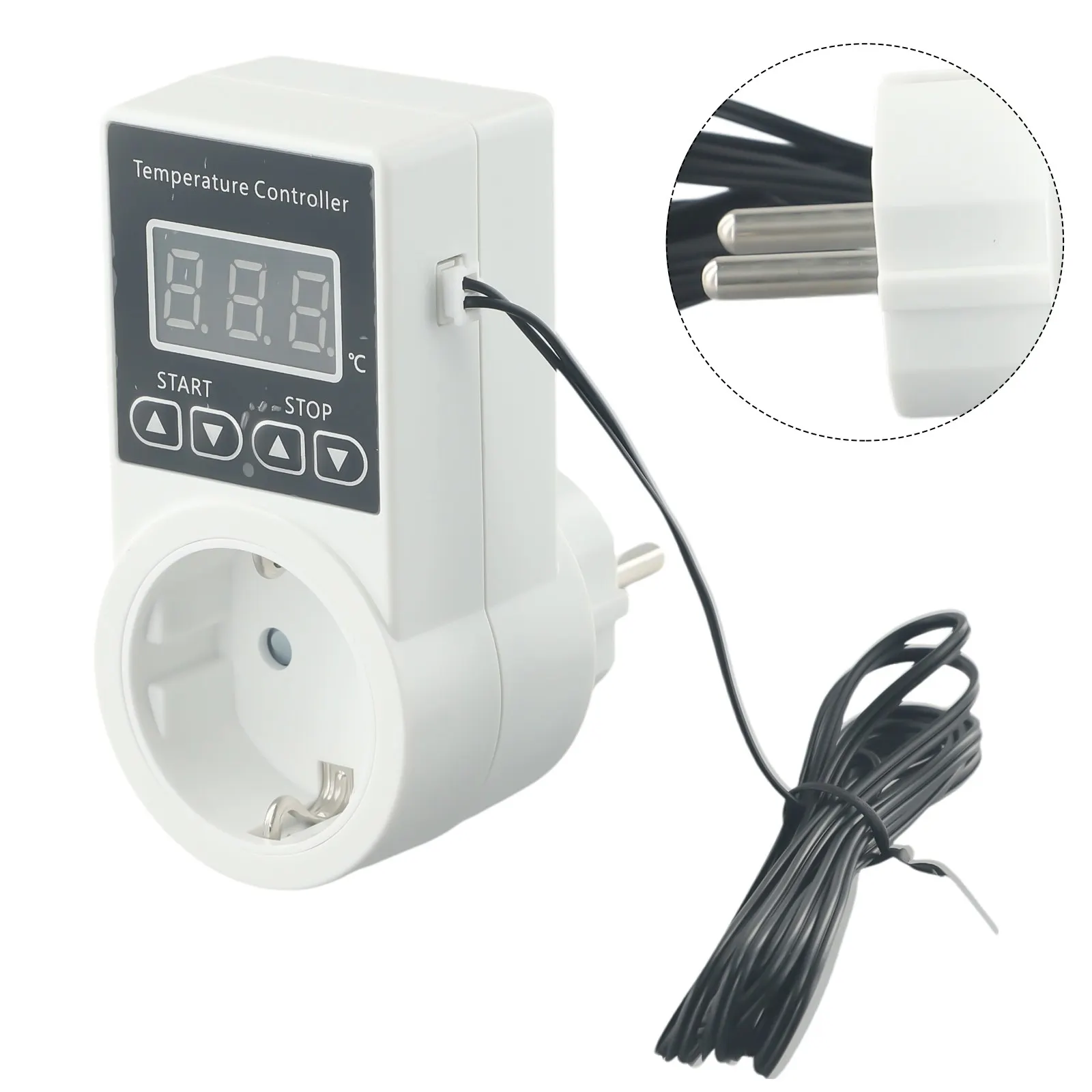 Interruptor de temperatura para calefacción de invernadero, controlador de temperatura con pantalla LCD, enchufe Digital europeo de 100-240V CA