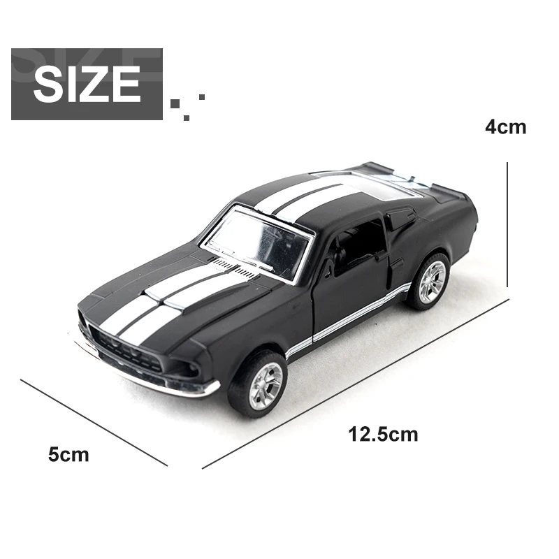 1:36 aleación Diecast Mustang GT clásico Vintage coche modelo tirar hacia atrás coche vehículo en miniatura réplica para colección regalo para chico