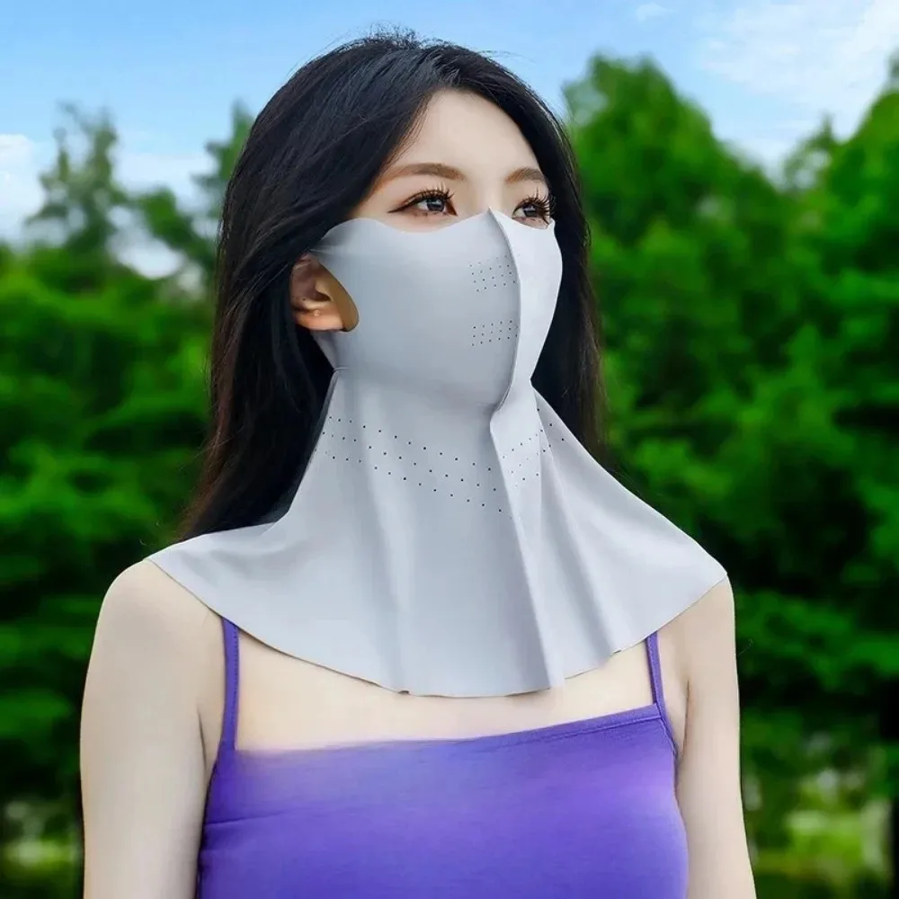 UPF 50 Plus UV Block Cooling Hyaluronic Acid Full Face Sunscreen Mask for Running Cycling Sports Gifts