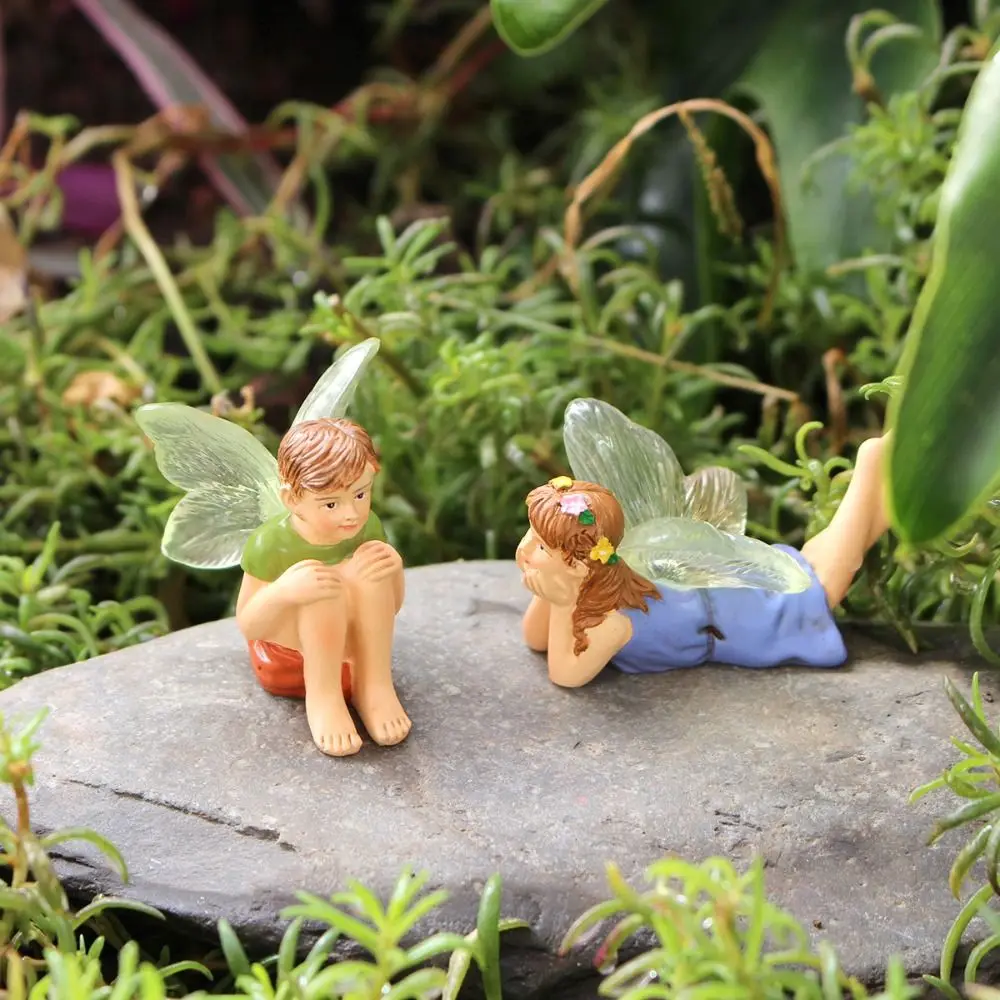 2 Piezas  Estatuas  Hadas  Resina para Micro Paisajes, Lindas Mini Figuras Impermeables, Divertidas Esculturas  Jardín p