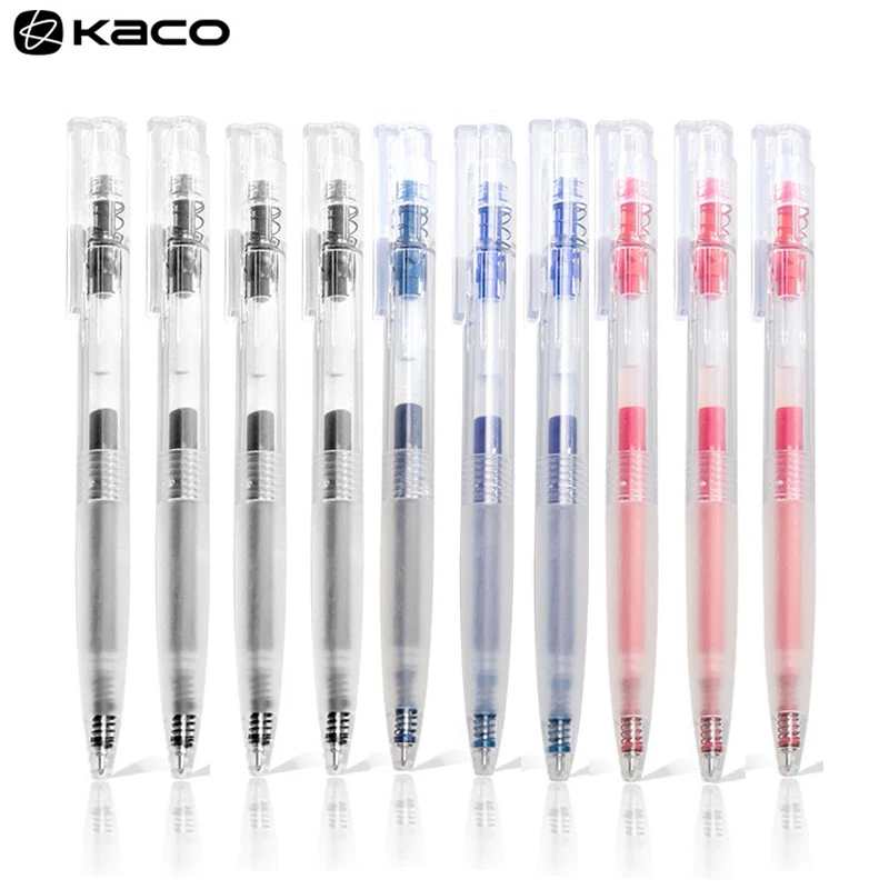 KACO 10/6PC Gel Pen Retractable Sign Pens 0.5MM Fine Point Black/Blue/Red Ink Bolígrafos Stylo Caneta Office School Stationery