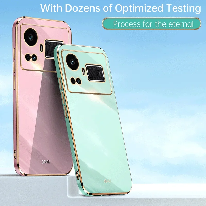 Funda on For Oppo realme GT5 240W 5G Luxury square plating phone case For orro ops realmeGT5 shockproof soft silicone back cover