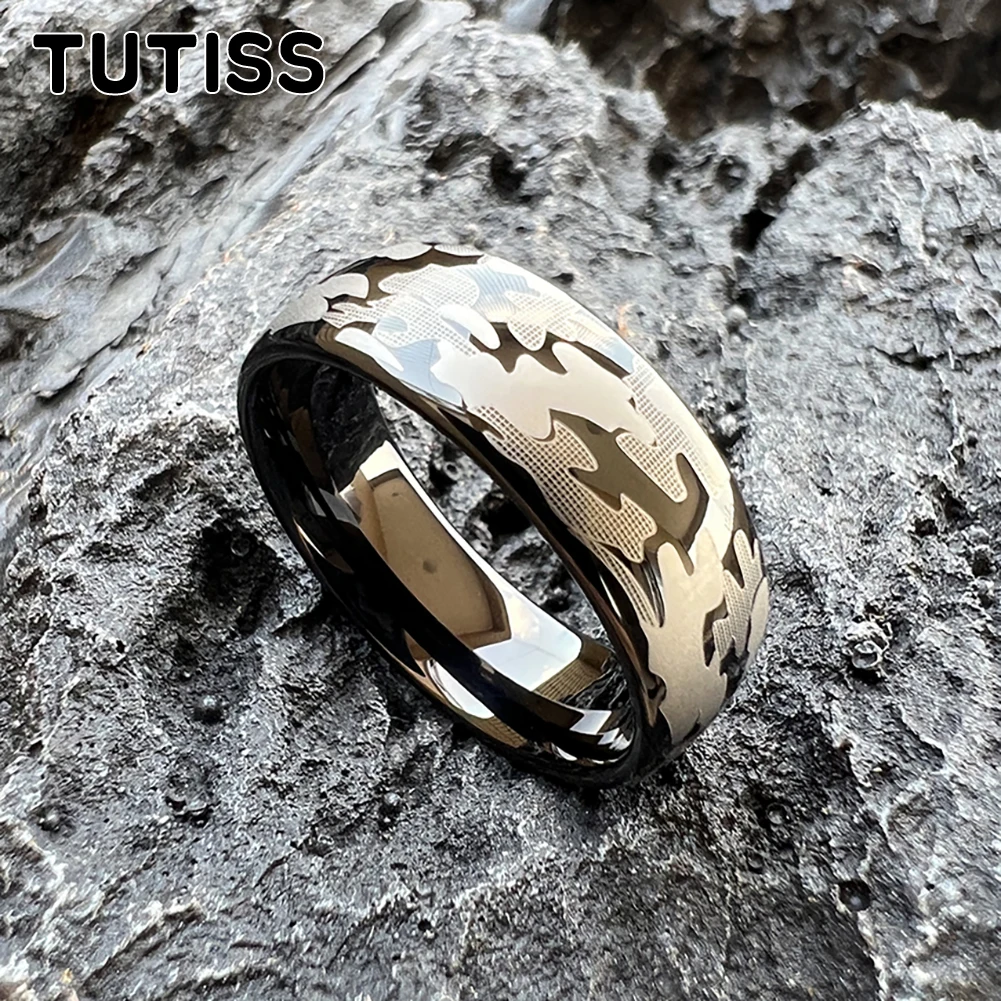 TUTISS 6MM 8MM Amazing Design Tungsten Wedding Band Ring For Men Women Cool Pattern Engraved Comfort Fit