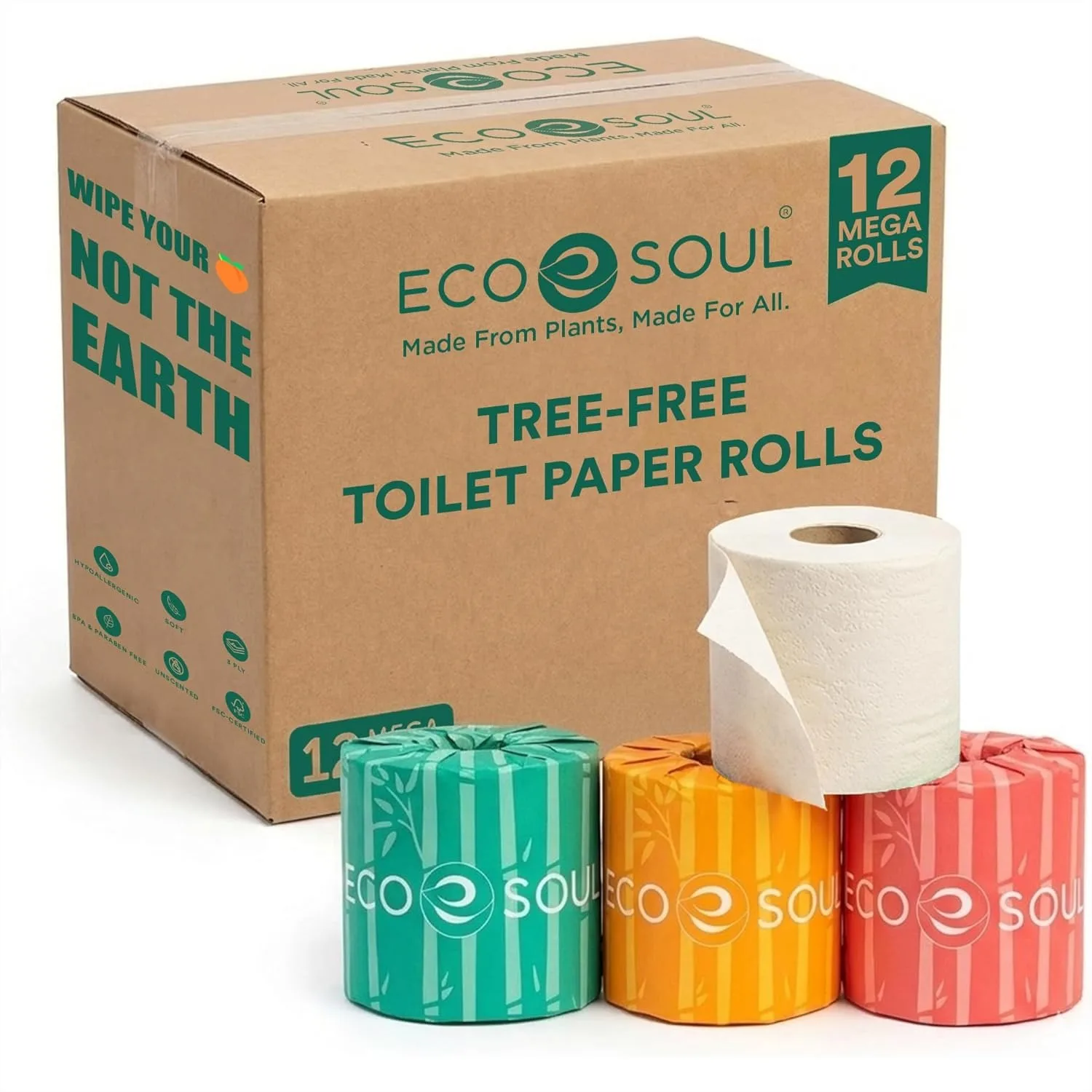 

Bamboo Toilet Paper 3 Ply 12 Mega Rolls 300 Sheets Each Soft Textured Septic Safe Bathroom Tissue