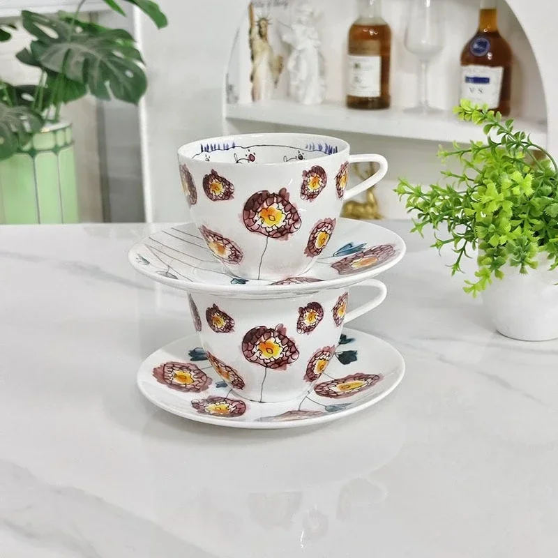 Light Luxury Bone China Midnight Flower Pattern Teapot Cup And Plate Set For Home Afternoon Tea Ceramic Tea Sets
