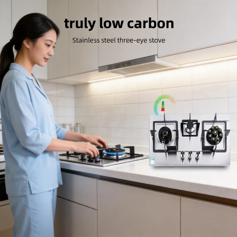 Three Burners Stainless Steel Built In Gas Cooktop With Timer Strong Flame Household Commercial Stove Support Natural Gas LPG