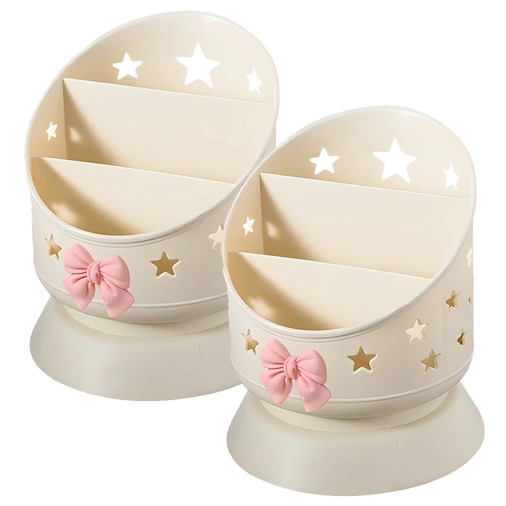 2pcs Makeup Brush Organizer Box Large Capacity Grid Compartments Desktop Storage For Lipstick Eyeshadow Pencils Brushes Pp Pen