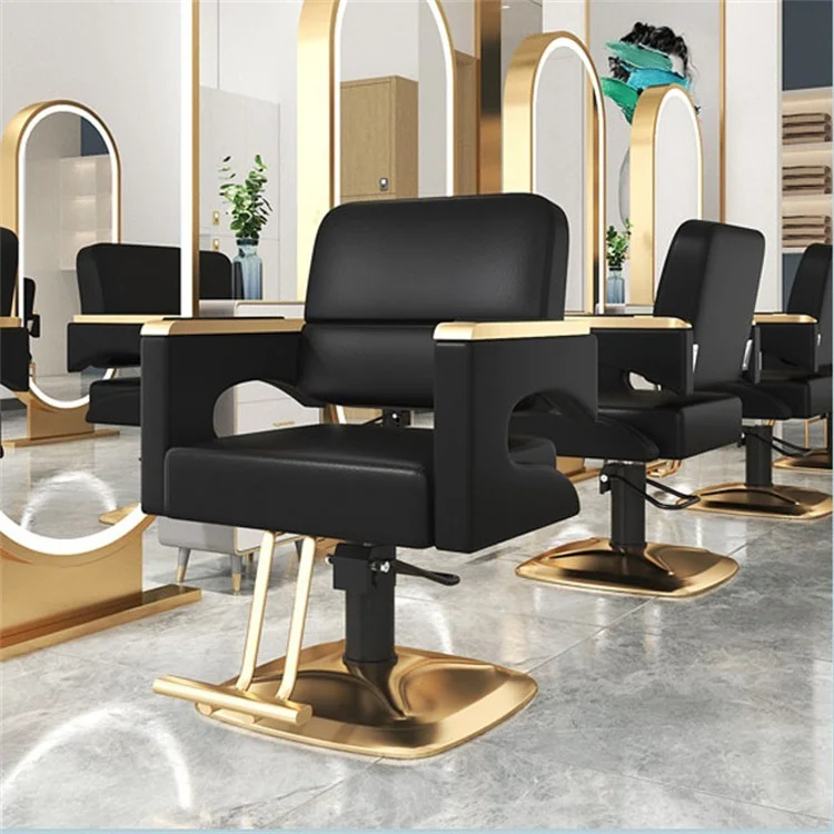 Barbershop Chair Hair Stable Beauty Salon Hair Chair Rotatable Lifting Stainless Steel Armchair Salon Furniture