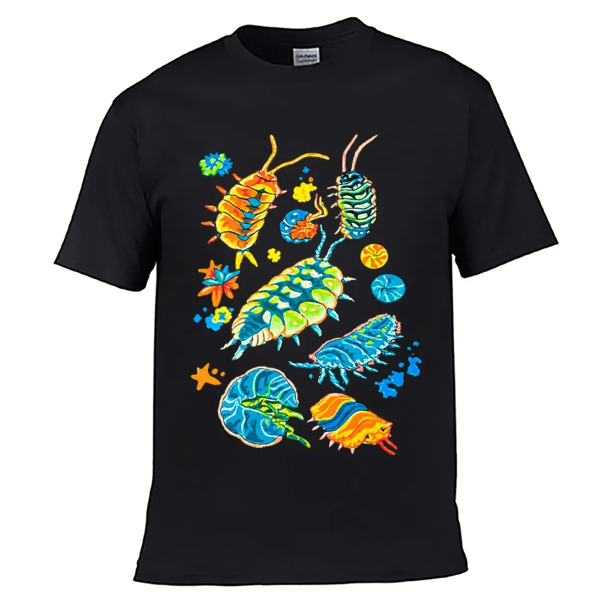 Colorful Isopod Crustacean Nature Graphic Loose Vintage Distressed Washed Casual Tee