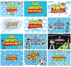 Toy Story Two Infinity and Beyond Backdrop for Boys Cowboy Hat Blue Clouds 2nd Birthday Party Decor Kids Boys Second Birthday