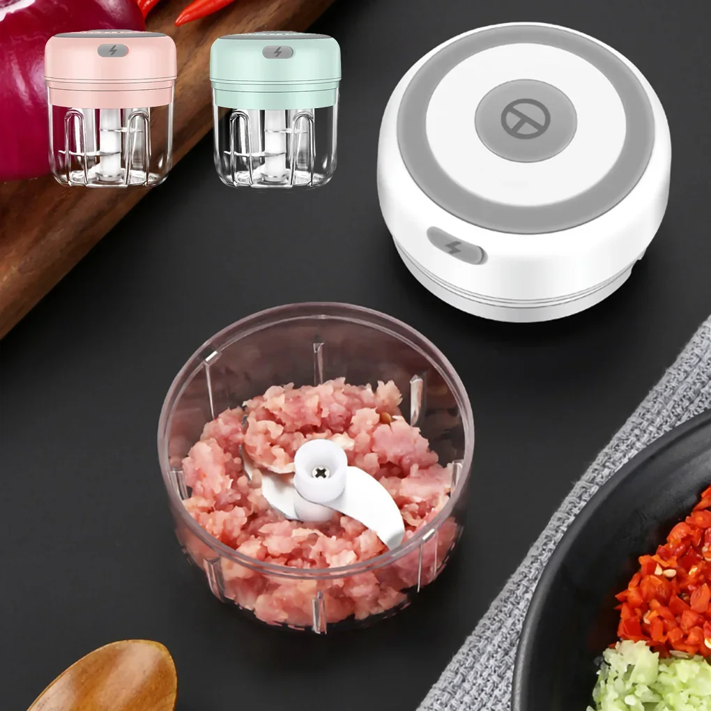 

250ml Mini Electric Garlic Grinder Portable Food Press Mincer Seasoning Masher Spice Chopper Kitchen Accessories