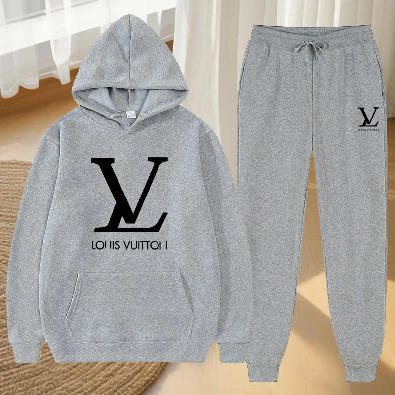 

This men's hooded set includes a long-sleeved T-shirt and a pair of casual trousers. It can be worn by both men and women.