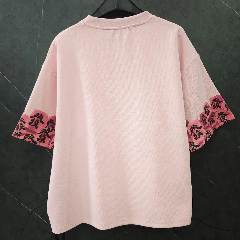 Camiseta de Manga Curta com Estampa de Desenho Animado para Mulheres, Estilo Casual Versátil e Doce, Y2K, 2025