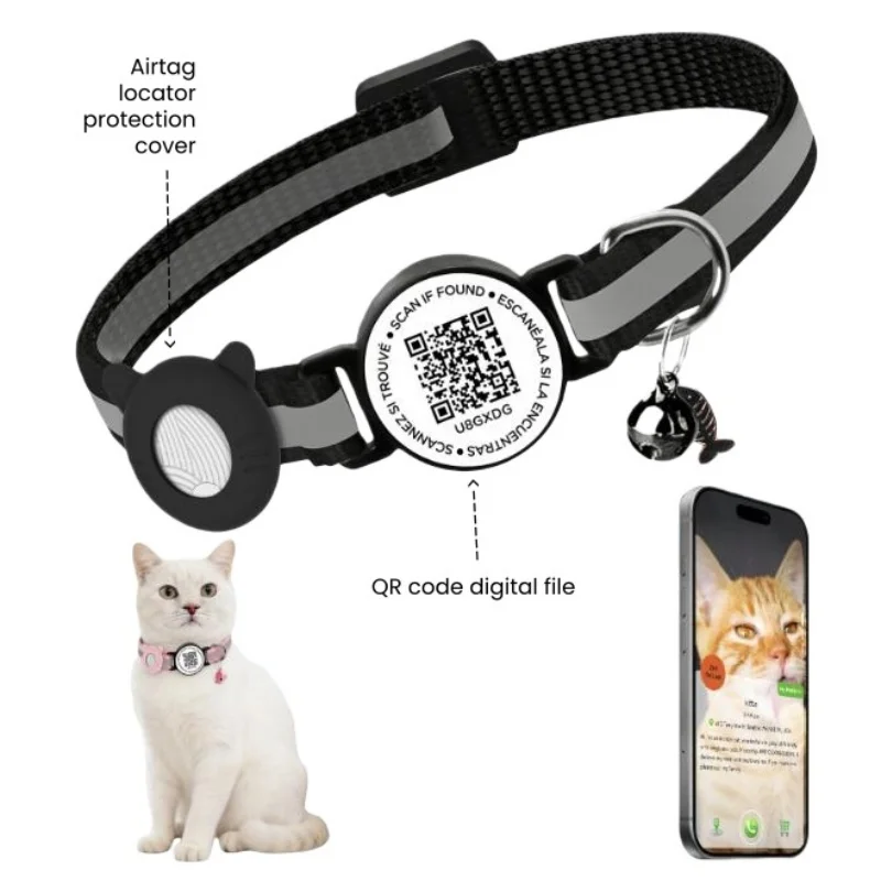 Anti-Lost Cat Collar Diy Electronic ID IOS Position Locator Breakaway Buckle Multi-Languages Customize DIY Necklace Small Choker
