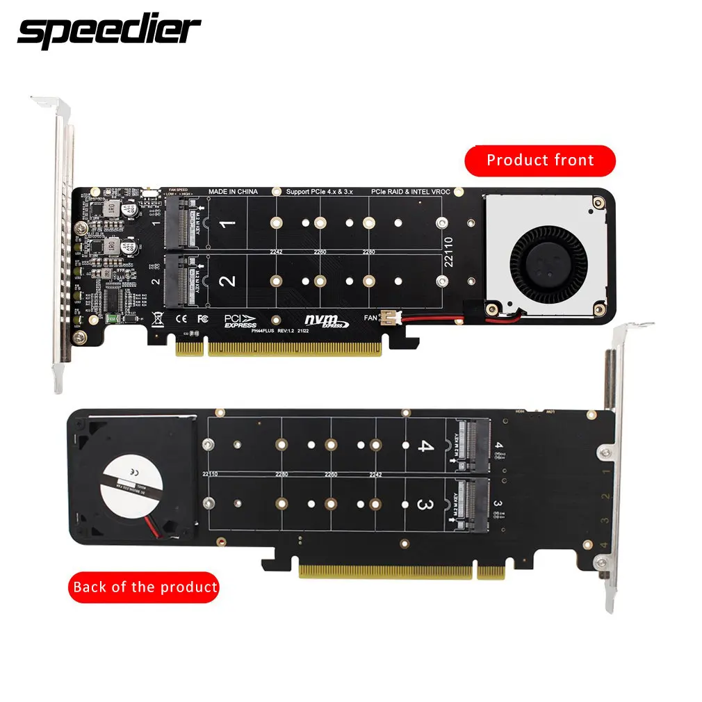 

PCI-E 4,0 X16 до M.2 M-key Nvme X4 SSD 2242/2260/2280/22110 PCIe 16X RAID Плата расширения для серверного чехла 2U