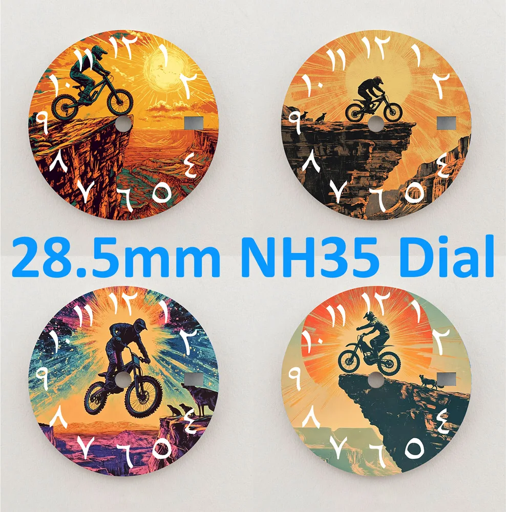 

Циферблат NH35, 28,5 мм, серия Extreme Sports, циферблат с арабскими цифрами, циферблат NH36, высококачественный циферблат, подходит для механизмов NH35/36, индивидуальный логотип.
