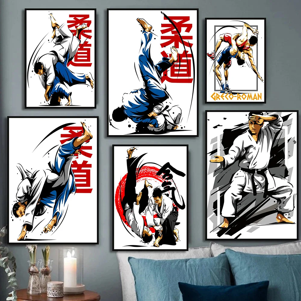 Brazilian Kodokan Judo Jujitsu Poster Judo Techniques Judoka Judo Poster Print Canvas Painting Wall Art Pictures Room Home Decor